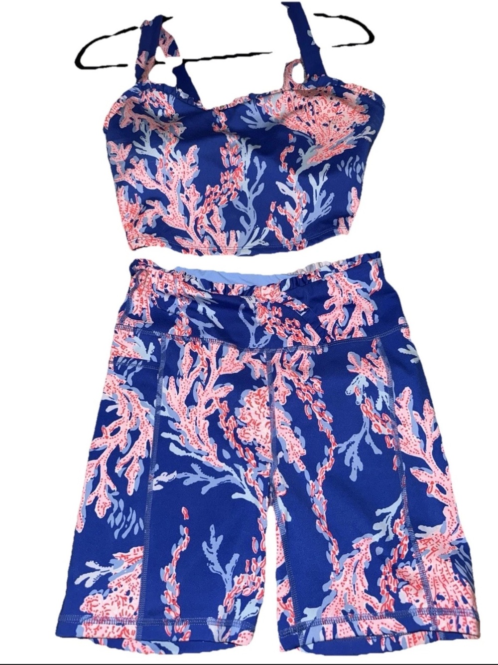Lilly Pulitzer Luxletic Blue and Pink Coral Print Set Women’s - Picture 4 of 5